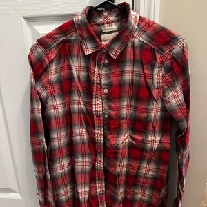 American Eagle Red and Gray Plaid Shirt